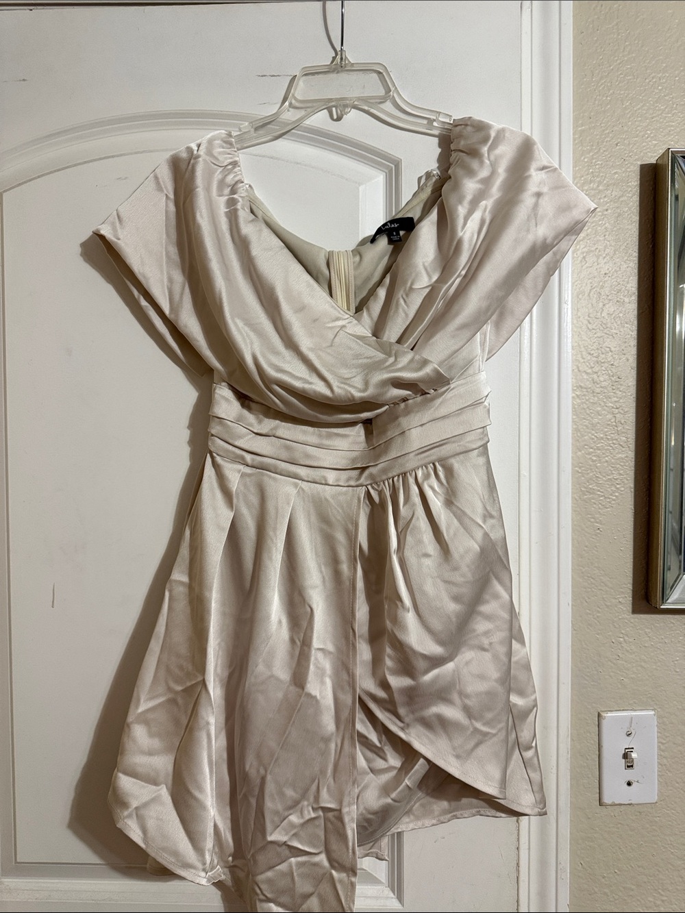 Lulu's Cream Draped V-Neck Mini Dress